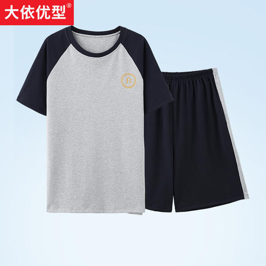 【舒适弹力】【新款DJM】大码男士弹力薄款短袖短裤套头睡衣家居服加肥加大胖子宽松睡衣 商品图0