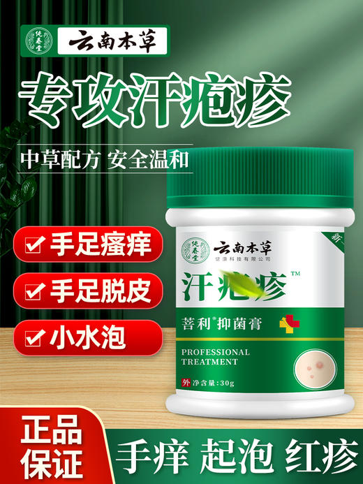 【品牌方直销】纯春堂云南本草汗孢疹膏新一代汗包膏珍汗泡疱疹膏手上小水泡汗状疱疹专用软膏 商品图1