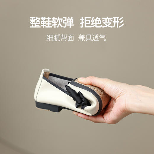 ZHR休闲豆豆鞋女春秋款软底女鞋不累脚平跟单鞋气质蝴蝶结瓢鞋女 商品图8