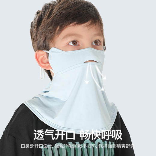 夏季儿童冰丝防晒面罩护眼角遮阳防紫外线露鼻披肩遮脸口罩 商品图3