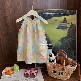 【流行和时尚的结合！韩国童装女童洋气花朵吊带连衣裙】舒适柔软亲肤透气，凉爽不闷热，无束缚，显得更加乖巧可爱萌趣，韩版童装女童连衣裙夏季儿童长裙女宝宝公主裙