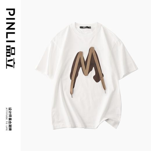 PINLI品立春季新款贴布印花T恤男士圆领短袖体恤BG231111042 商品图5