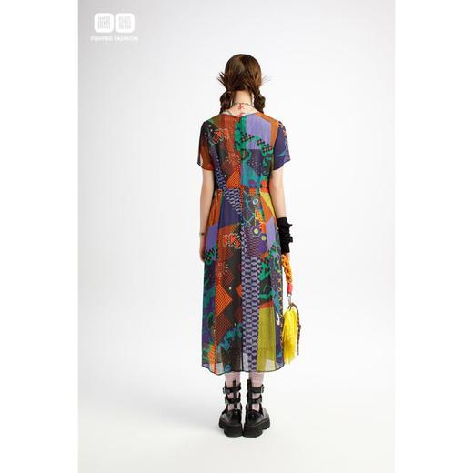 南二楼渔女装2023年夏季微绉V领印花连衣裙FGHB0035 商品图1