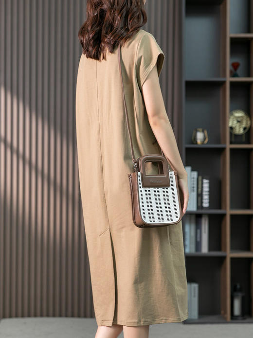 85674原形气质刺绣连衣裙女中长款2024春夏季新款宽松直筒裙过膝裙子 商品图4