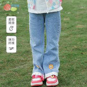 贝贝怡儿童牛仔裤洋气爆款网红春秋新款百搭喇叭裤小女孩长裤子潮231K2480