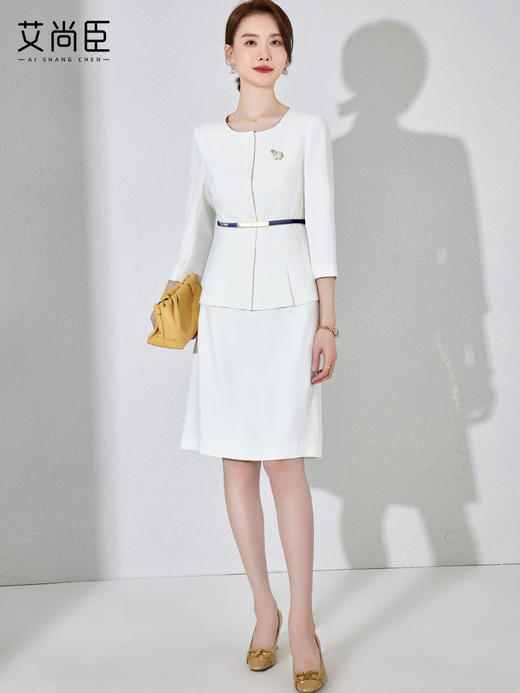 艾尚臣高端职业套装女时尚气质幼儿园幼师工作服薄款圆领西装套裙 商品图2