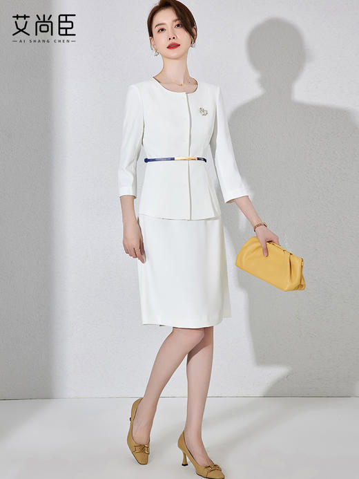 艾尚臣高端职业套装女时尚气质幼儿园幼师工作服薄款圆领西装套裙 商品图4