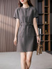 YX【现货7天】小个子高级感醋酸连衣裙女2024夏季新款收腰显瘦中长款裙子 商品缩略图0