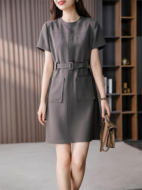 YX【现货7天】小个子高级感醋酸连衣裙女2024夏季新款收腰显瘦中长款裙子