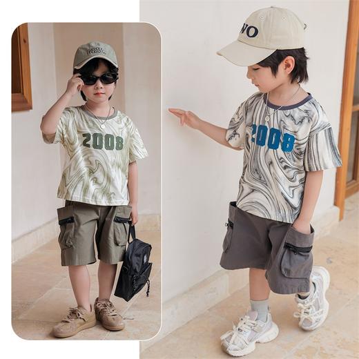 贝贝怡男童短袖套装夏装中童宝宝衣服儿童t恤两件套232T2616 商品图2