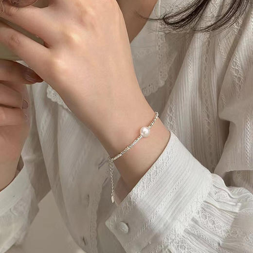碎银子999纯银手链女2023年新款轻奢小众设计冷淡风时尚珍珠手饰 商品图2