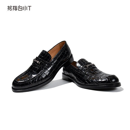 拇指白小T鳄鱼格纹一脚蹬皮鞋 商品图3