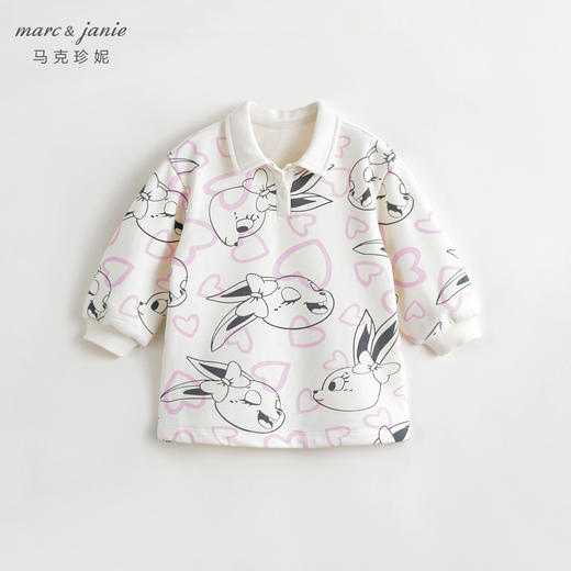 马克珍妮秋装新款 女童兔子满印polo领运动连衣裙卫衣裙 231597 商品图1