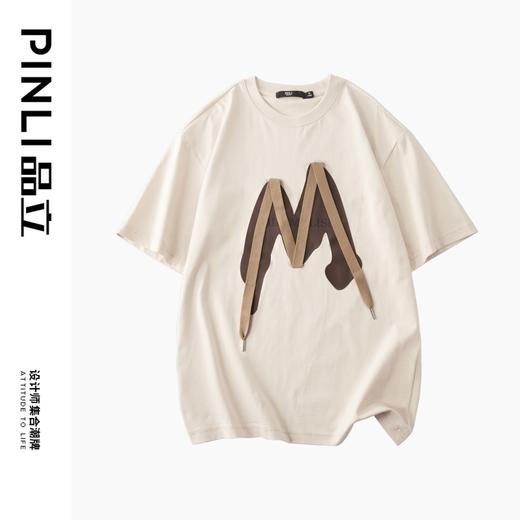 PINLI品立春季新款贴布印花T恤男士圆领短袖体恤BG231111042 商品图6
