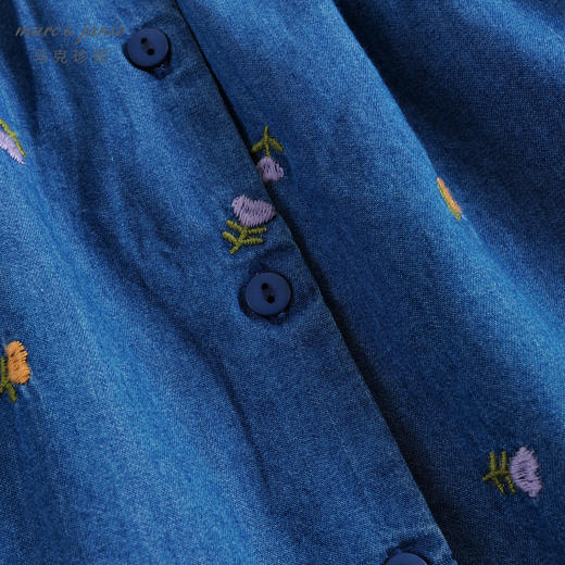 马克珍妮秋装新款 女童满底绣花裙子 儿童纯棉牛仔连衣裙 231709 商品图5