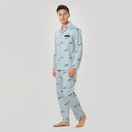 都市丽人都市锋尚生活家居男士睡衣26支CVC单面棉质薄款长袖长裤类家居服套装FH31H5 商品图2