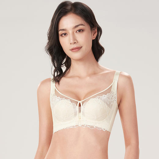 都市丽人舒软挺塑AB杯适穿蕾丝调整型文胸中厚款3/4杯塑身文胸无钢圈内衣四排扣LJ3AA3 商品图0