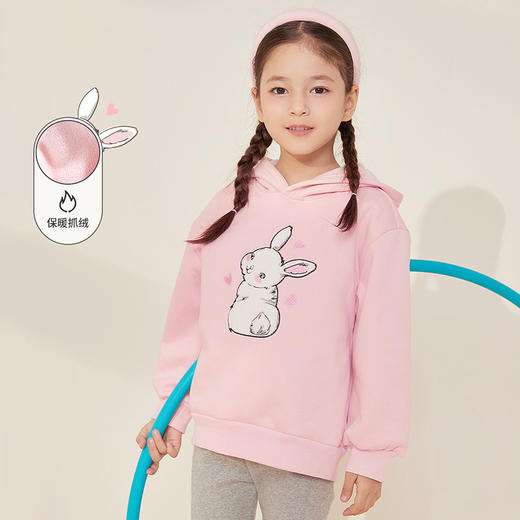 贝贝怡童装秋冬儿童连帽卫衣女童加厚亲肤绒上衣223S3080 商品图3