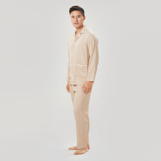 都市丽人都市锋尚好睡好眠男士睡衣软绵绵1.0梭织棉薄款长袖长裤类家居服套装FH30B9 商品图1