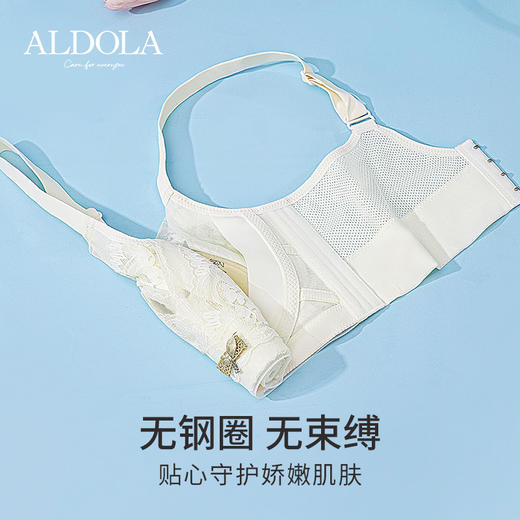雅黛丽内衣女大胸显小兔耳杯薄款文胸无钢圈收副乳防下垂美背胸罩 商品图5