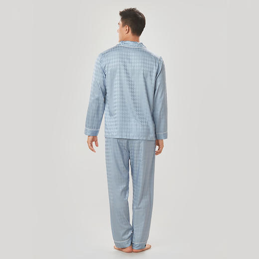 都市丽人都市锋尚好睡好眠男士睡衣色丁提花丝质薄款长袖长裤类家居服套装FH31H6 商品图2