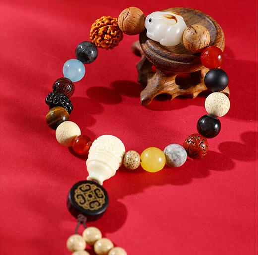 古风手链【象征平安 吉祥祝愿】御猫说 故宫手链手串念珠系列 水晶手链十八子手串佛珠 带流苏 商品图9