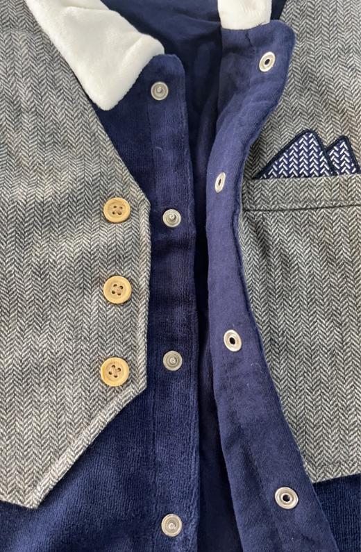 棉果果春秋款男童假两件对开连体衣M312722418476 商品图1