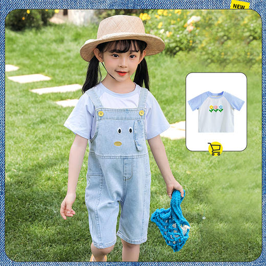 贝贝怡婴儿牛仔背带短裤夏季薄款男女宝宝五分裤小童休闲连体裤子 商品图9