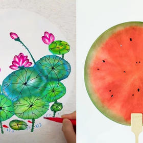 通票：创意美术-宣卡晕染/国画团扇