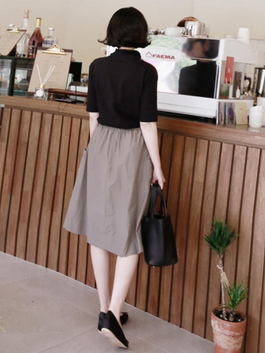 YX【定制7天】FSW半身裙女中长款2024秋季新款韩版显瘦高腰大摆a字裙卡其色 商品图5