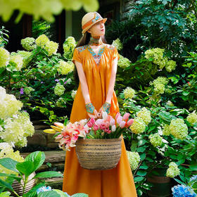 和铃刺绣提花连衣裙| 杨丽萍老师同款| 现货加急发