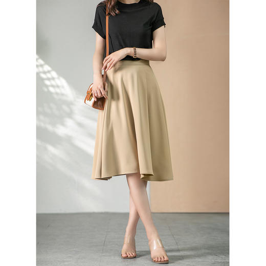 YX【定制7天】FSW半身裙女中长款2024夏季新款韩版宽松显瘦高腰百搭a字裙子 商品图1