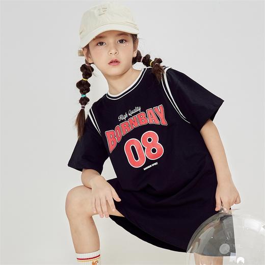 贝贝怡女童连衣裙运动连衣裙夏季2022新品女孩篮球服儿童上衣外出衣服 商品图5