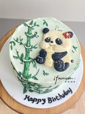 「女士」竹子熊猫   手绘