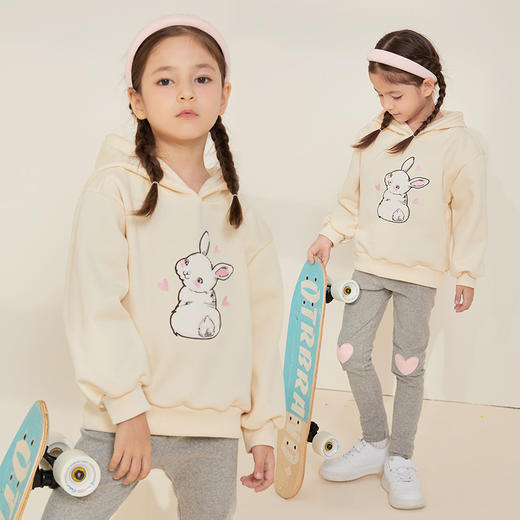 贝贝怡童装秋冬儿童连帽卫衣女童加厚亲肤绒上衣223S3080 商品图4