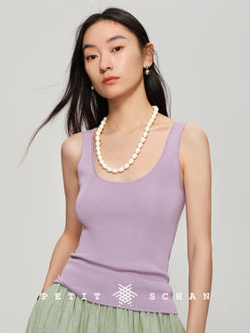 PETIT SCHAN小闪  CLO#295 Initial 初始 超细纱支U领显瘦百搭高弹纯色修身背心