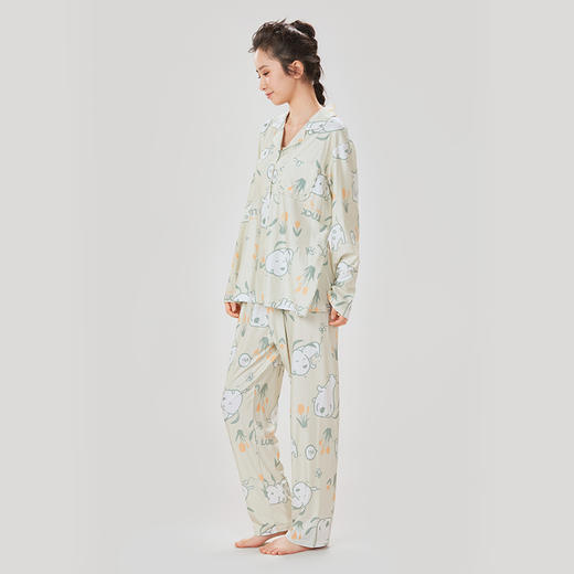 都市丽人女士牛奶丝拉架薄款长袖长裤类家居服套装LH31E6 商品图2