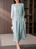 YX【定制17天】减龄气质苎麻连衣裙女2024夏季新款设计感灯笼袖收腰显瘦长裙 商品缩略图0