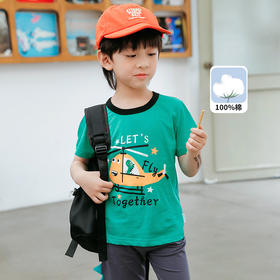 贝贝怡卡通飞机男童短袖T恤衫夏季儿童半袖男宝宝纯棉上衣夏装潮