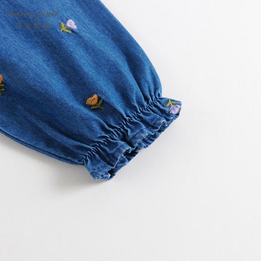 马克珍妮秋装新款 女童满底绣花裙子 儿童纯棉牛仔连衣裙 231709 商品图4