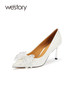 westory2023年秋季新款法式优雅蝴蝶结水钻婚鞋时尚气质高跟W23CE73051 商品缩略图0