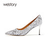 westory优雅法式闪耀婚鞋尖头气质名媛风高跟鞋W23CE73041 商品缩略图1