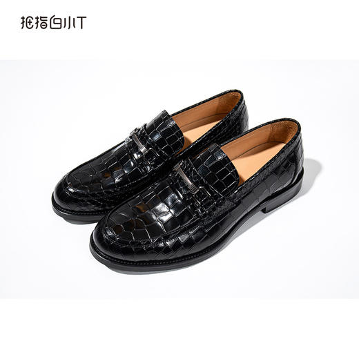 拇指白小T鳄鱼格纹一脚蹬皮鞋 商品图1