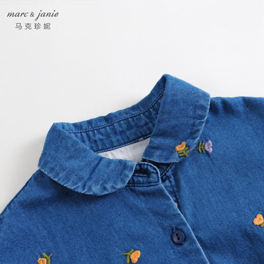 马克珍妮秋装新款 女童满底绣花裙子 儿童纯棉牛仔连衣裙 231709 商品图3