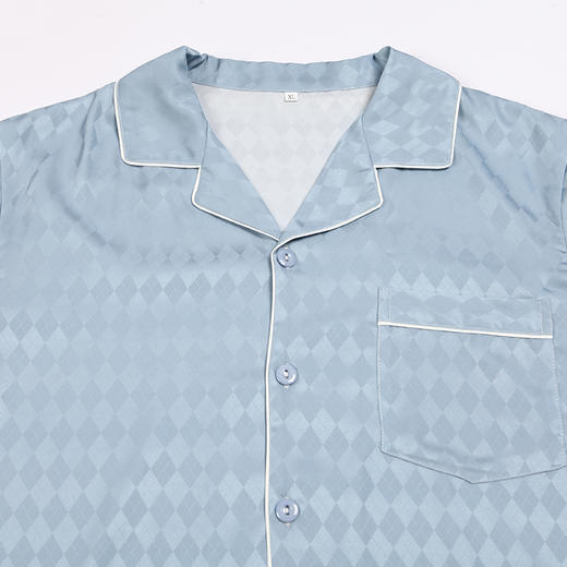 都市丽人都市锋尚好睡好眠男士睡衣色丁提花丝质薄款长袖长裤类家居服套装FH31H6 商品图4