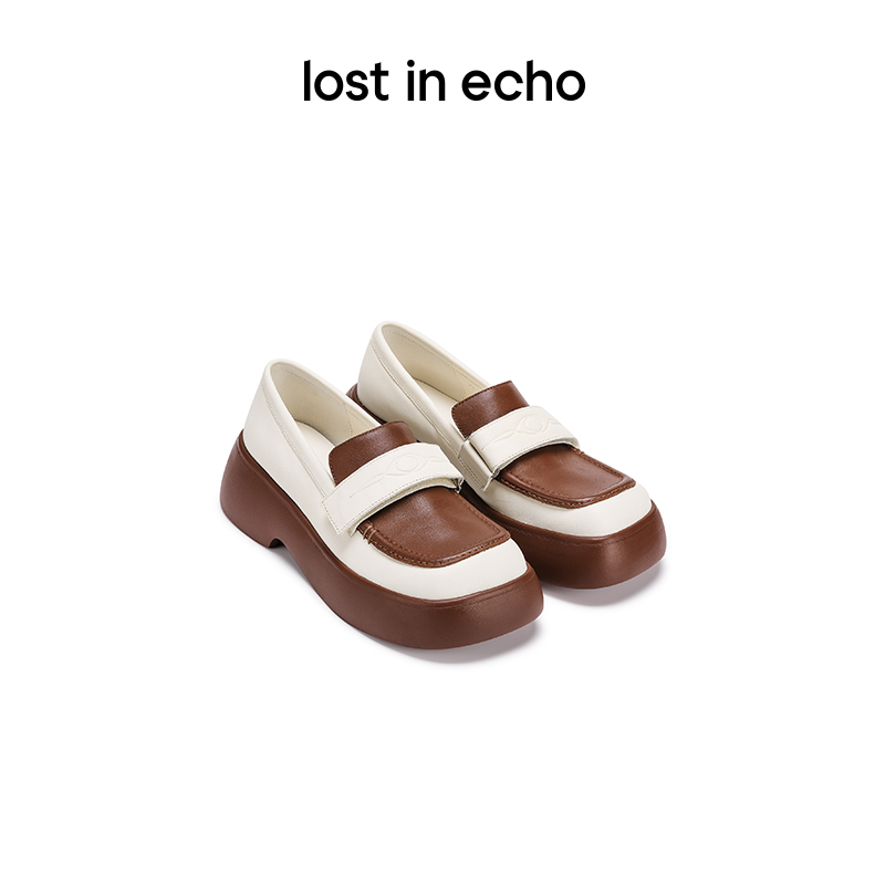 [捡漏价]lost in echo设计师品牌百搭时尚魔术贴圆头厚底增高浅口乐福鞋女