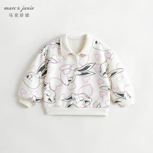 马克珍妮秋装新款 女童兔子满印polo领运动卫衣 儿童上衣231596 商品图0
