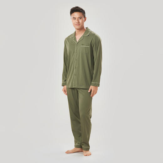 都市丽人都市锋尚好睡好眠男士睡衣单面无尘棉棉质薄款长袖长裤类家居服套装新年本命年红品FH30B6 商品图1