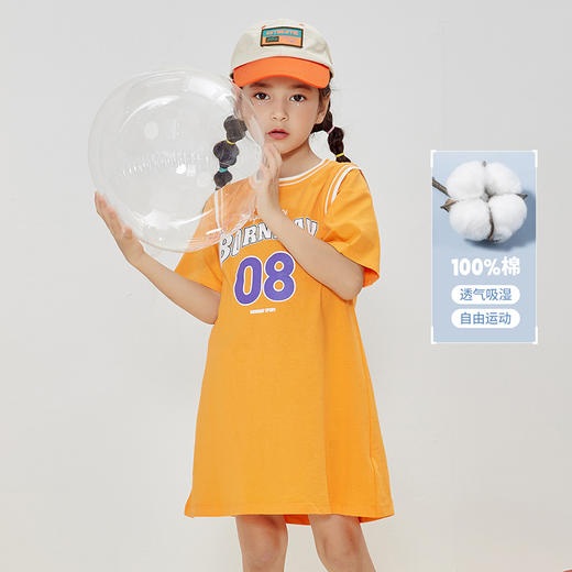 贝贝怡女童连衣裙运动连衣裙夏季2022新品女孩篮球服儿童上衣外出衣服 商品图5