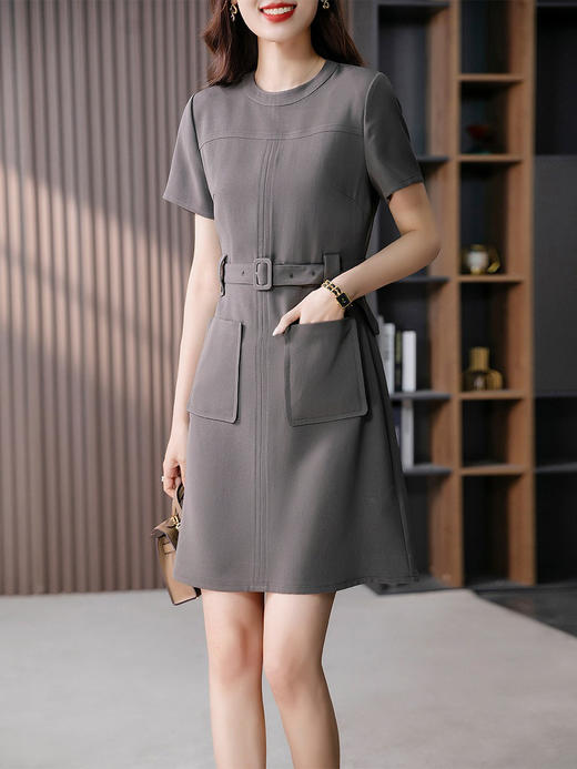 YX【现货7天】小个子高级感醋酸连衣裙女2024夏季新款收腰显瘦中长款裙子 商品图1